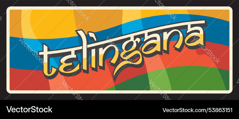 Telingana indische Staatsschild retro travel plate Telingana indische Staatsschild retro travel plate vektorbild