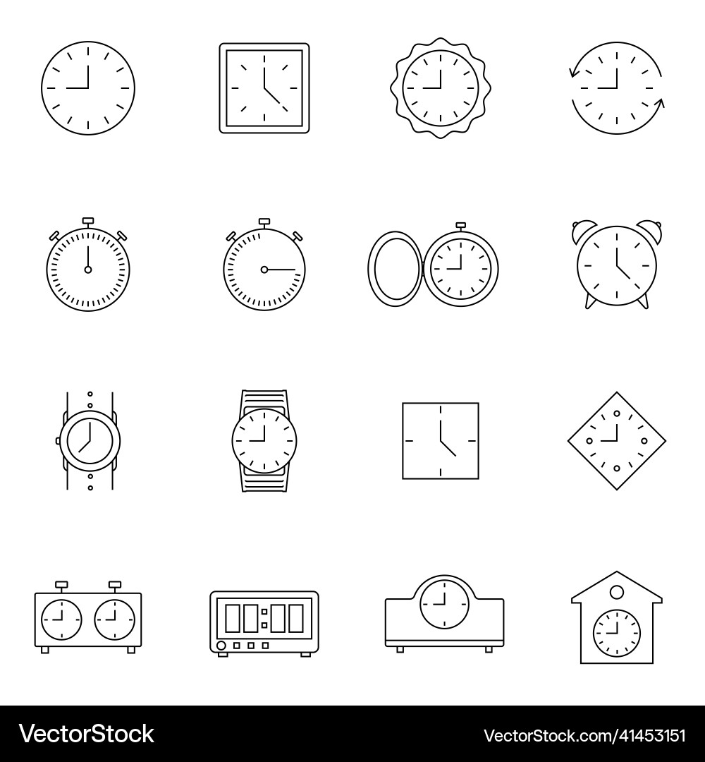 Time and clock line icons linear icon set Time and clock line icons linear icon set vector image