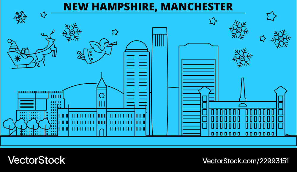 United states manchester winter holidays skyline United states manchester winter holidays skyline vector image