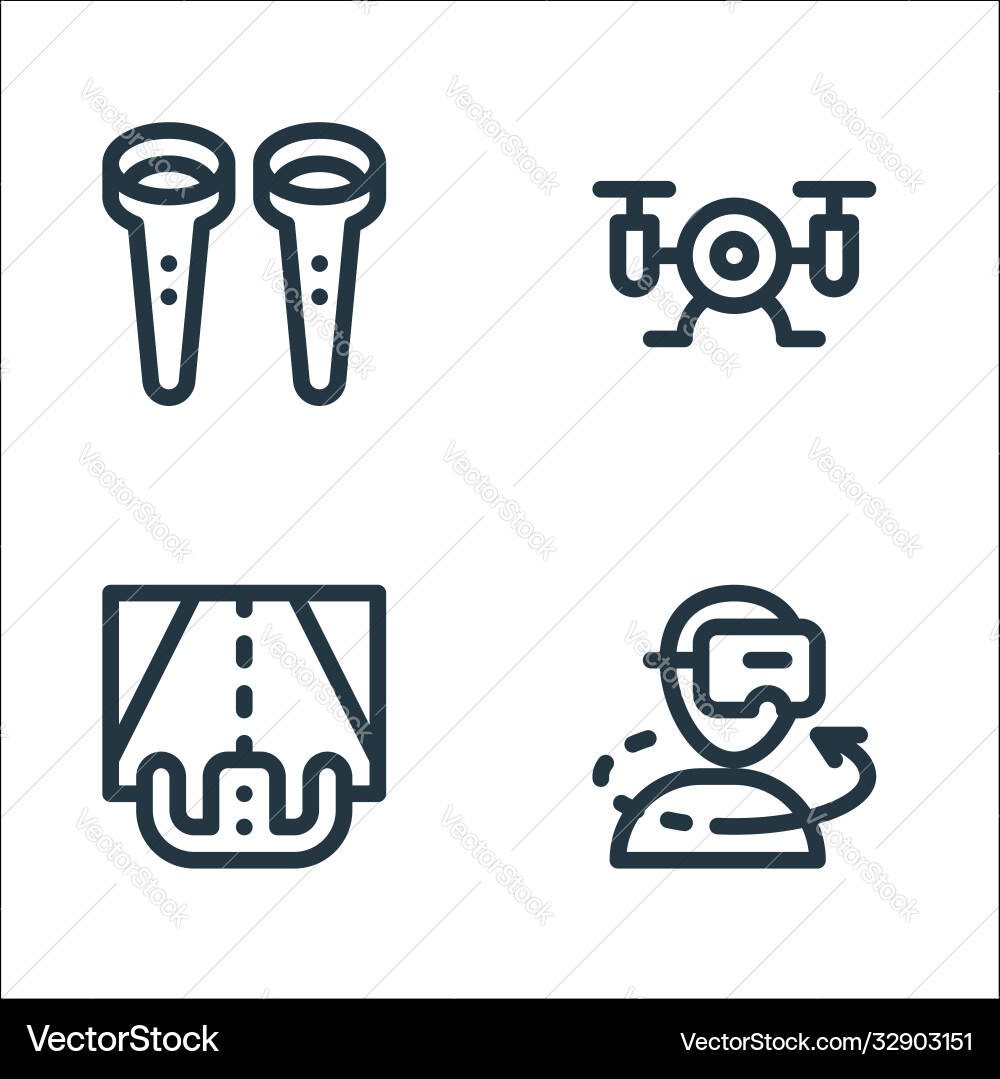 Virtual reality line icons linear set quality Virtual reality line icons linear set quality vector image