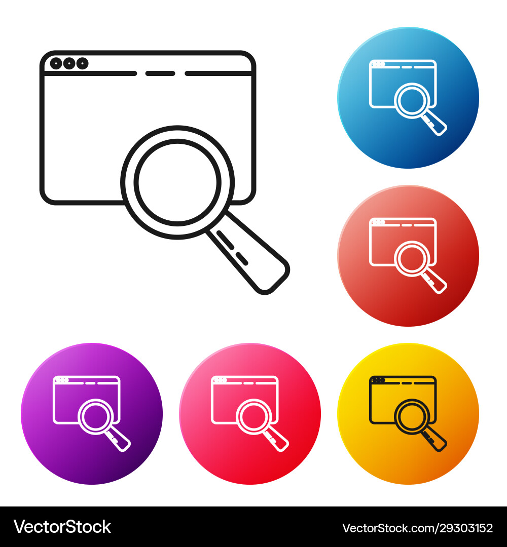 Black line search in a browser window icon Black line search in a browser window icon vector image