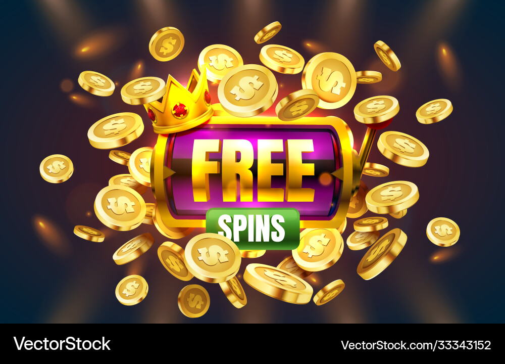 Casino free spins 777 slot sign machine vector image