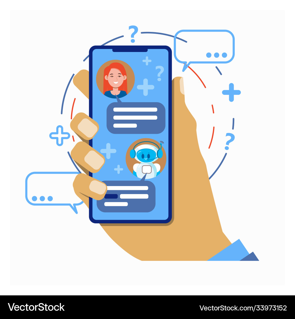 Chatbot concept user chatting with robot chat bot Vector Image