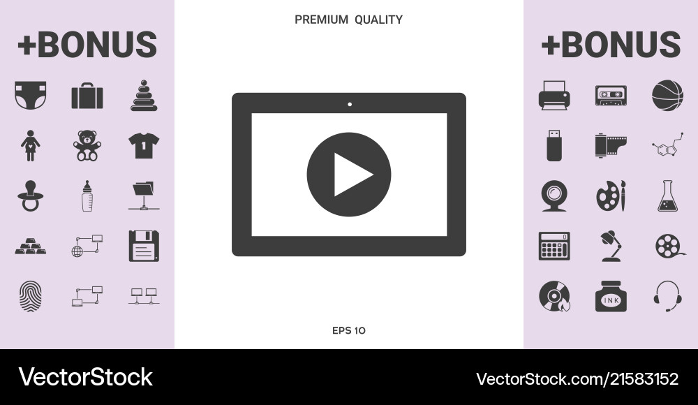 Computer tablet with play button icon Computer tablet with play button icon vector image