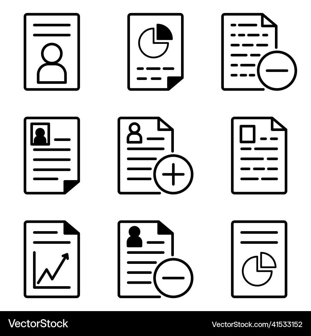 Docs flat icon set isolated on white background Docs flat icon set isolated on white background Vector Image