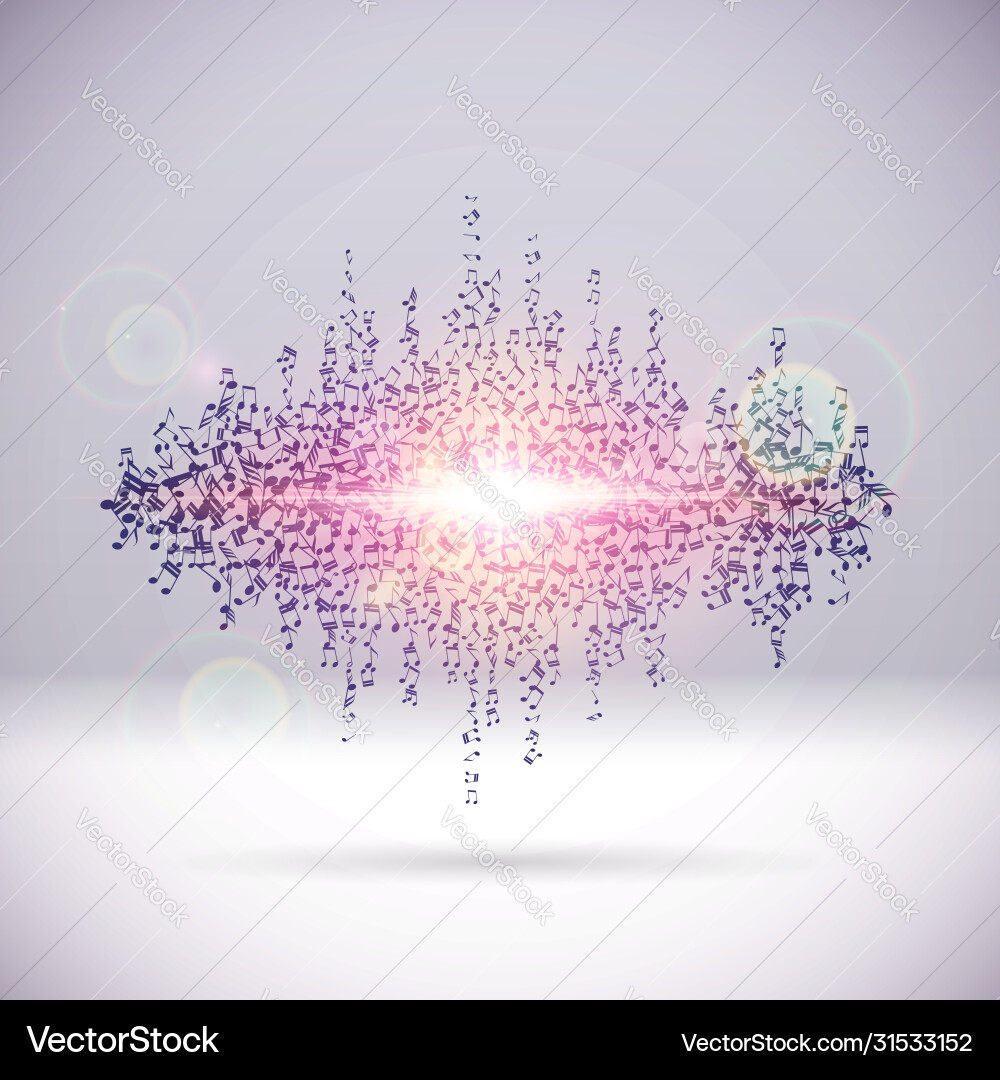 Exploding party music wave made notes Vector Image