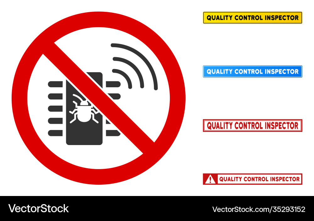 Flat no radio bug sign with messages Flat no radio bug sign with messages Vector Image