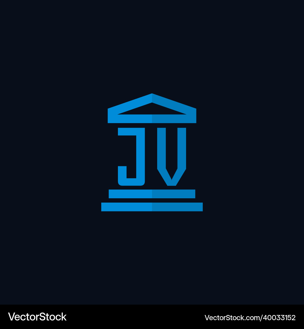 Jv initial logo monogram with simple courthouse Jv initial logo monogram with simple courthouse Vector Image