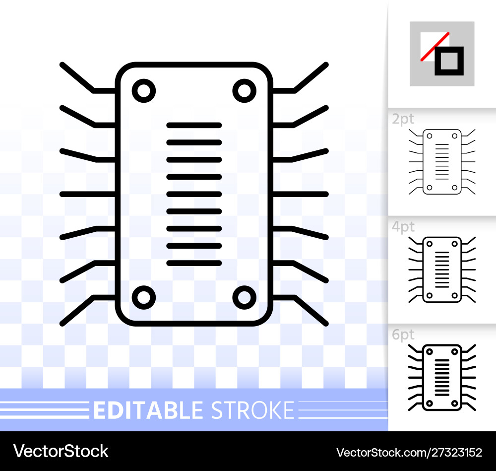 Microchip circuit simple black line icon vector image