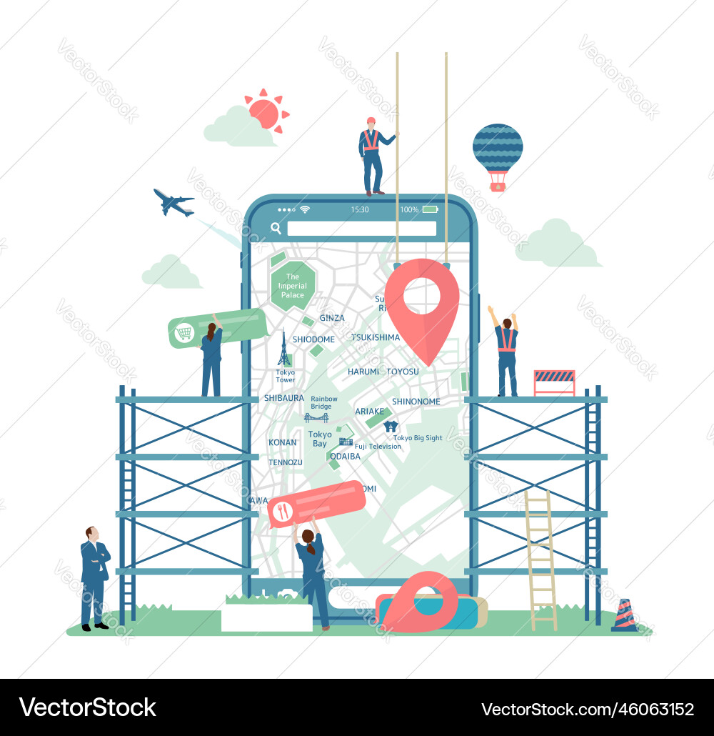 Mobile map apps concept Vector Image
