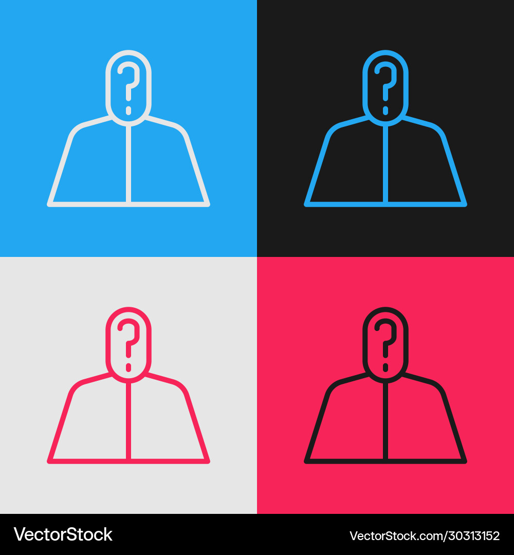 Pop art line anonymous man with question mark icon Pop art line anonymous man with question mark icon vector image