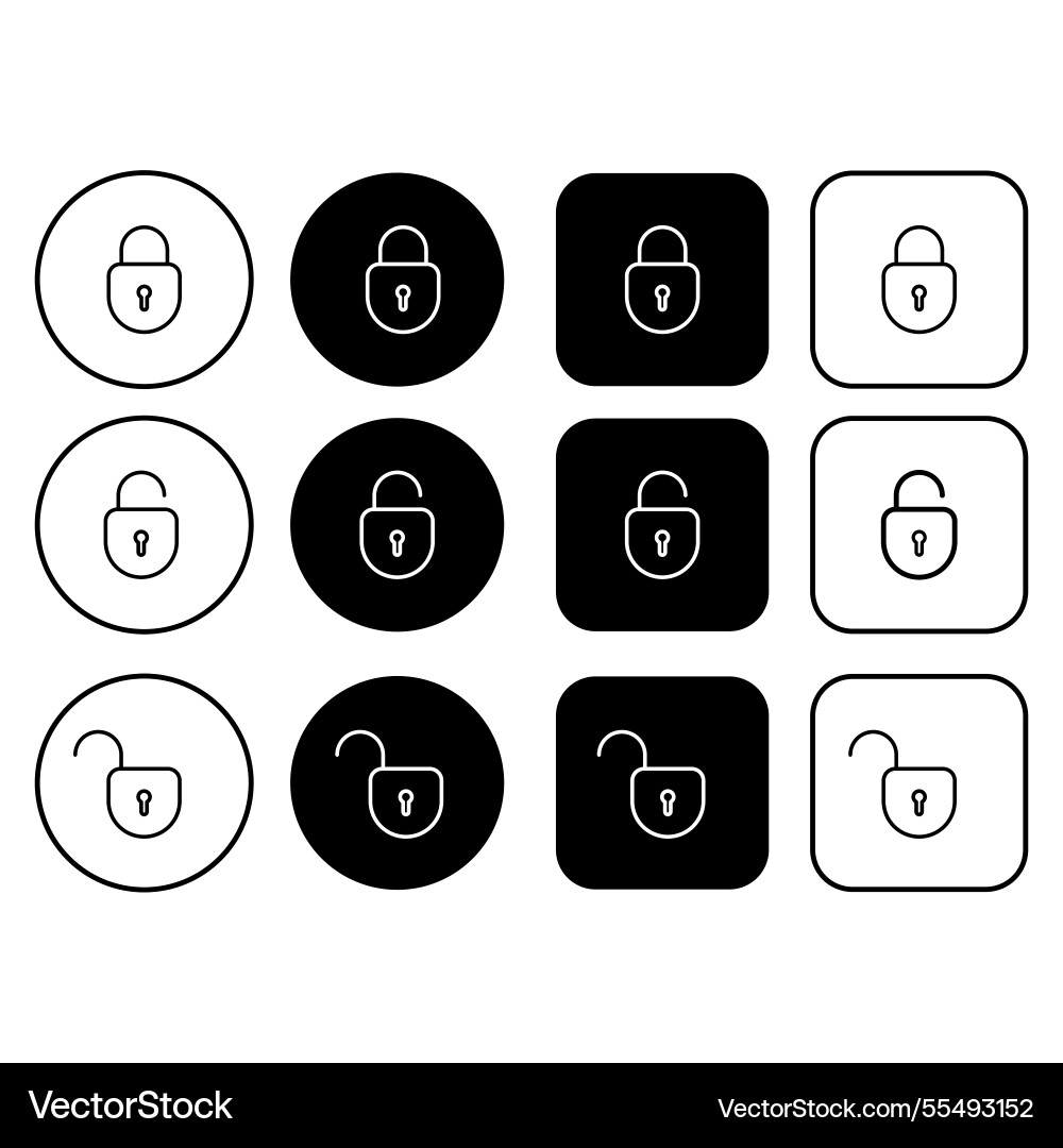 Set of buttons with padlock icons minimalistic Set of buttons with padlock icons minimalistic vector image