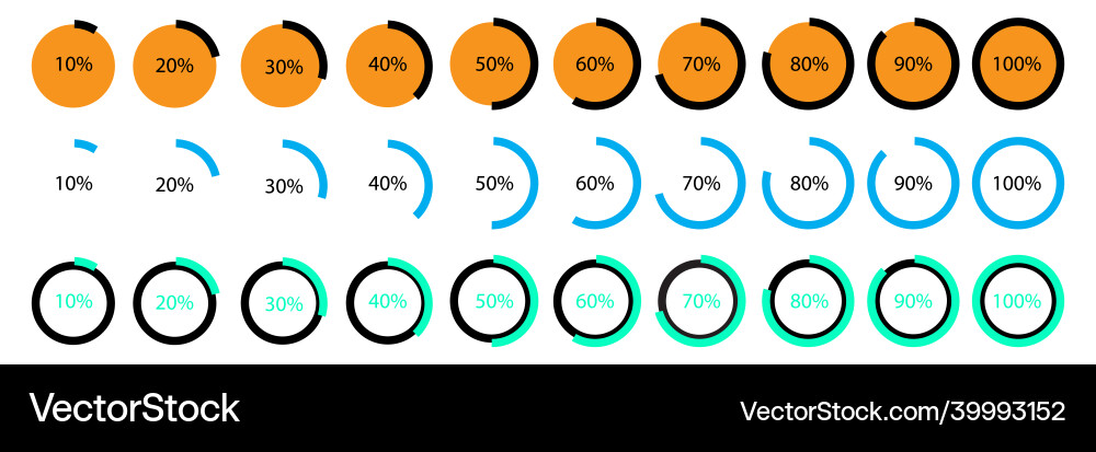Set of loading process icons percent symbols Vector Image