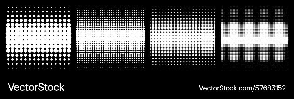 Set white halftone circle dots gradient textures Set white halftone circle dots gradient textures vector image