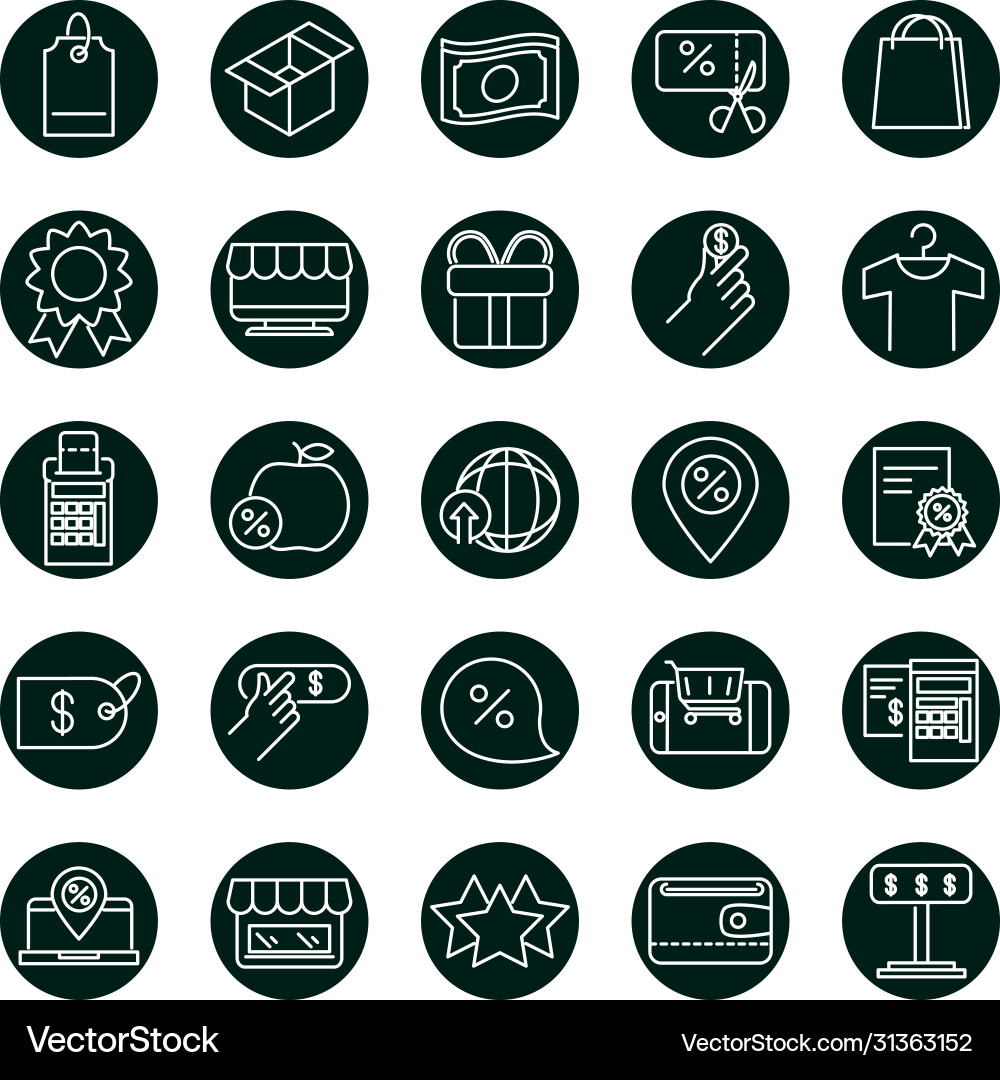 Shopping block and line style icon set vector image