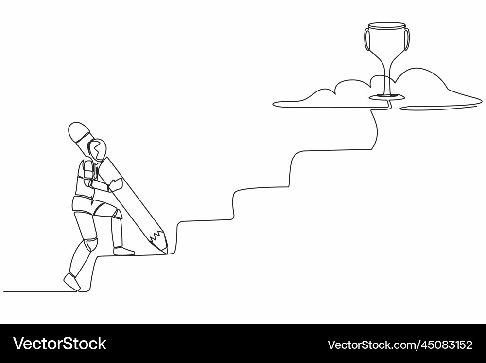 Single continuous line drawing of robot using vector image