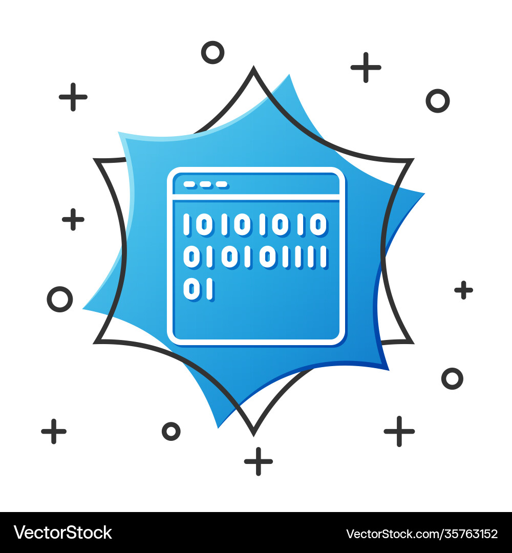 White line binary code icon isolated on White line binary code icon isolated on vector image