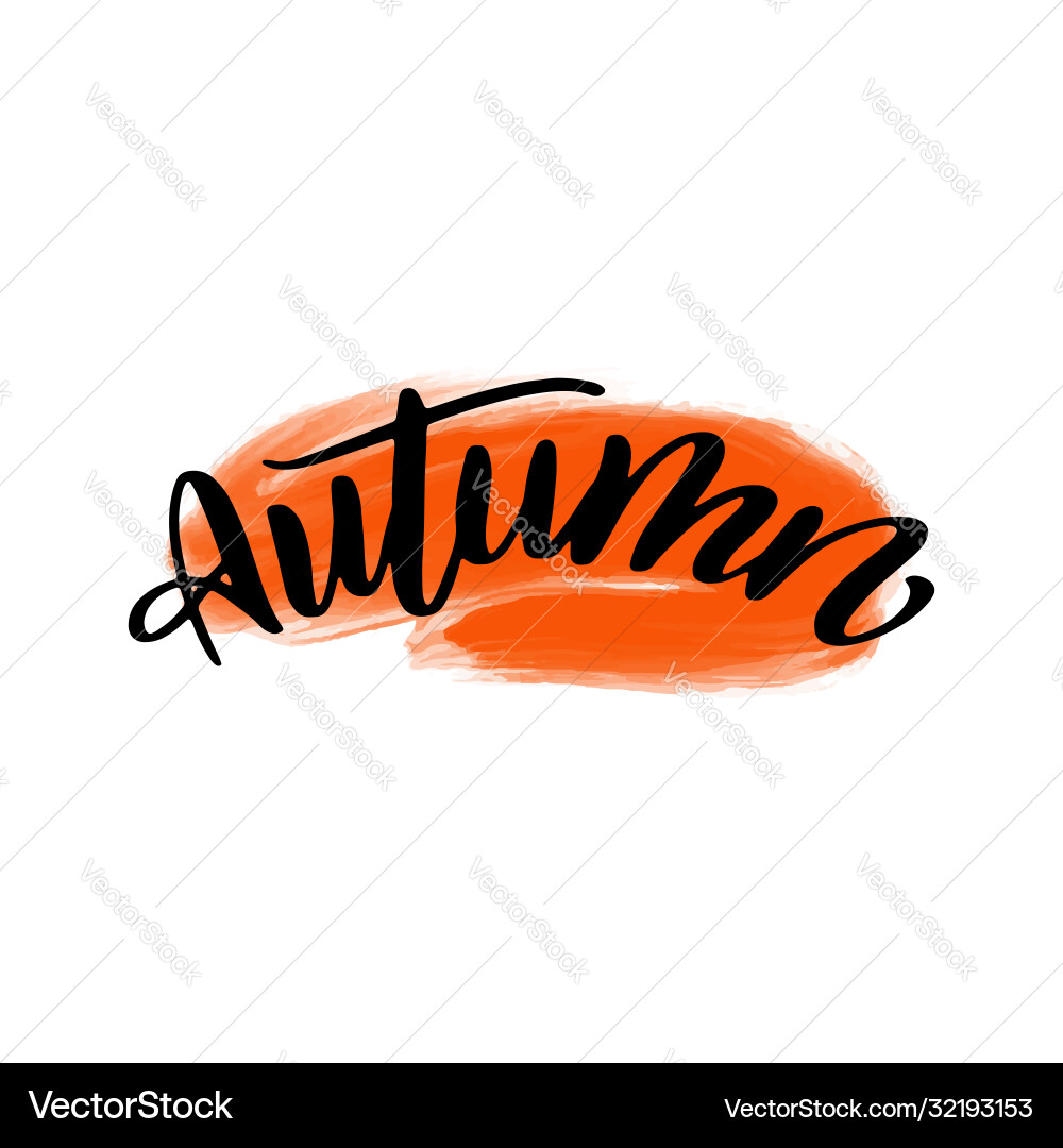Autumn lettering wrote brush Royalty Free Vector Image