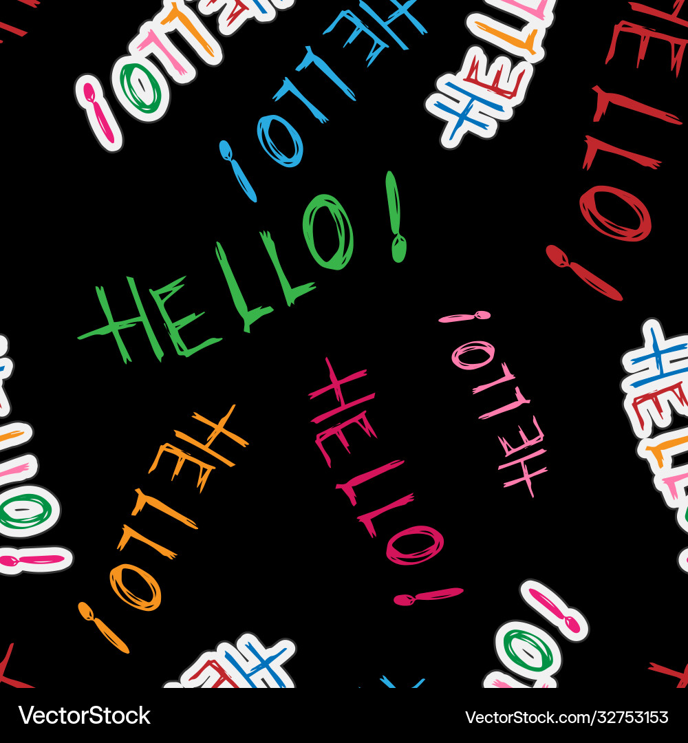Calligraphy word hello seamless pattern Calligraphy word hello seamless pattern vector image