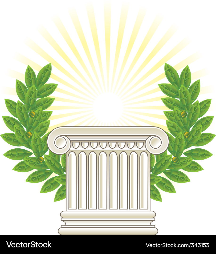 Classical Column with Laurel Wreath Vector Image