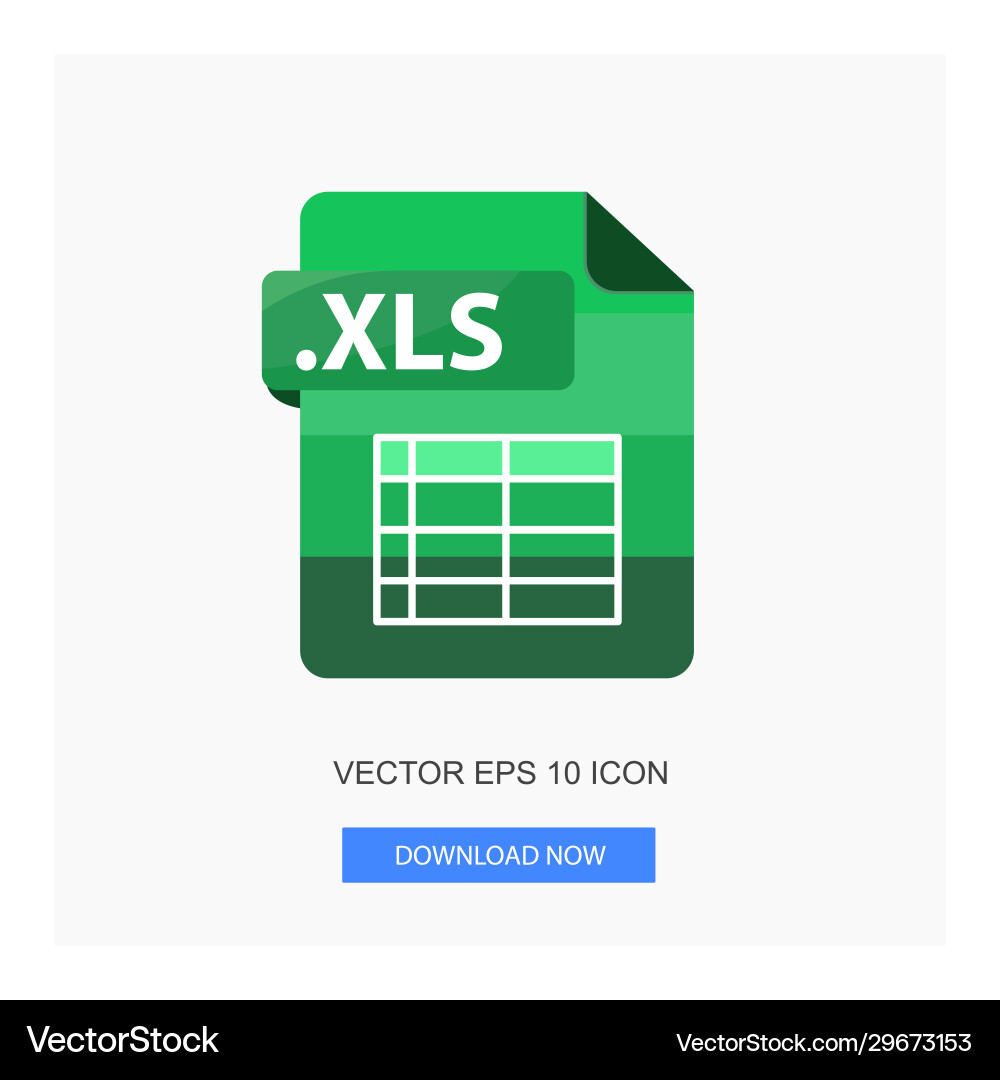 Excel XLS File Icon - Table & Sign vector image