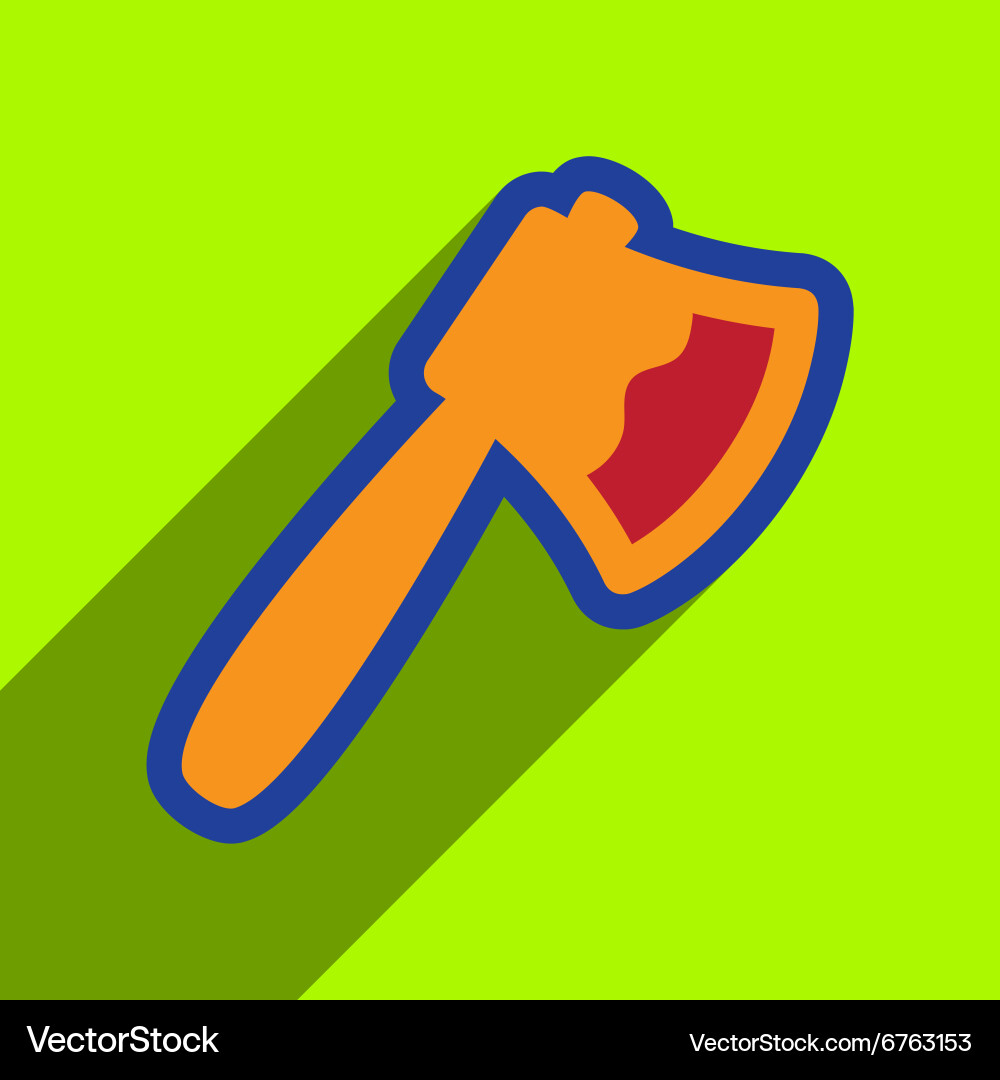 Flat with shadow icon axe on a colored background vector image