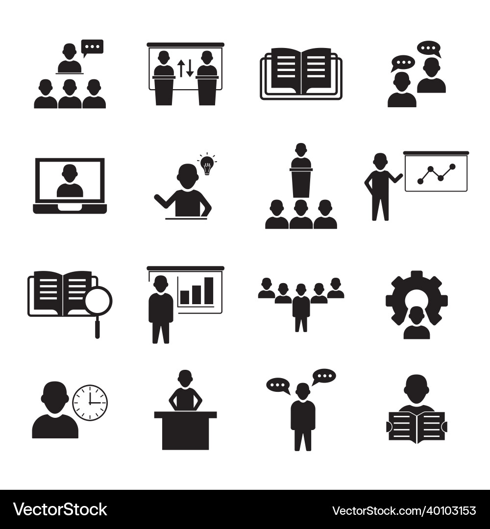 Lecture class icons set vector image