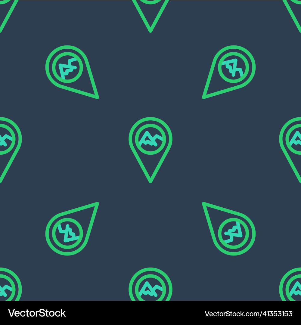 Line map pointer with mountain icon isolated vector image