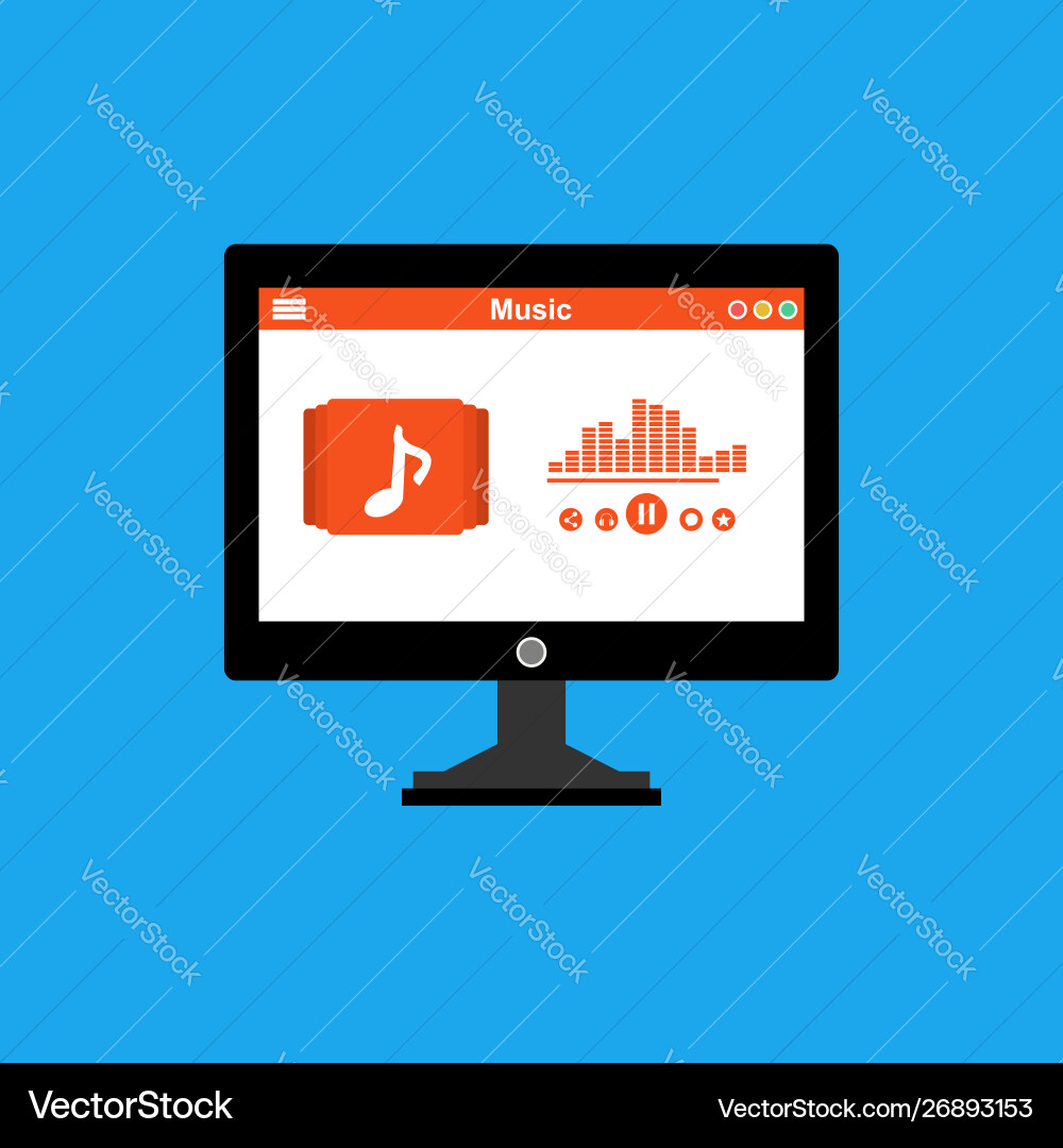 Media player application app template with flat Vector Image
