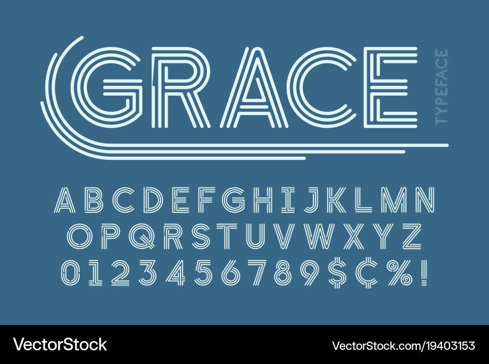 Modern Linear Typography Set vector image
