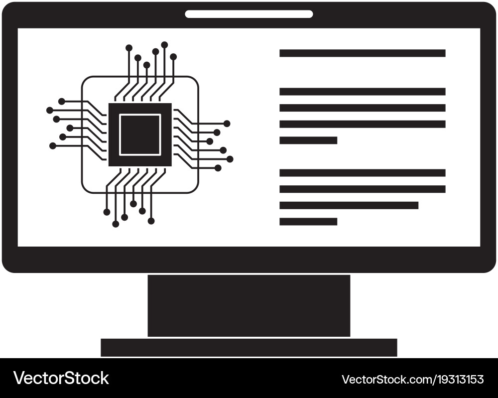 Monitor computer with processor circuit Vector Image