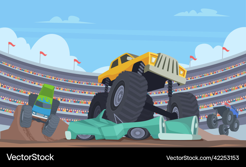 Monster Truck Jump Sport Car Vector Image