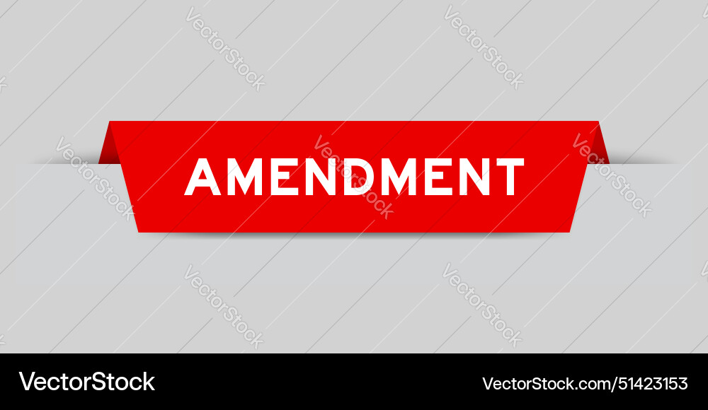 Red color inserted label with word amendment vector image