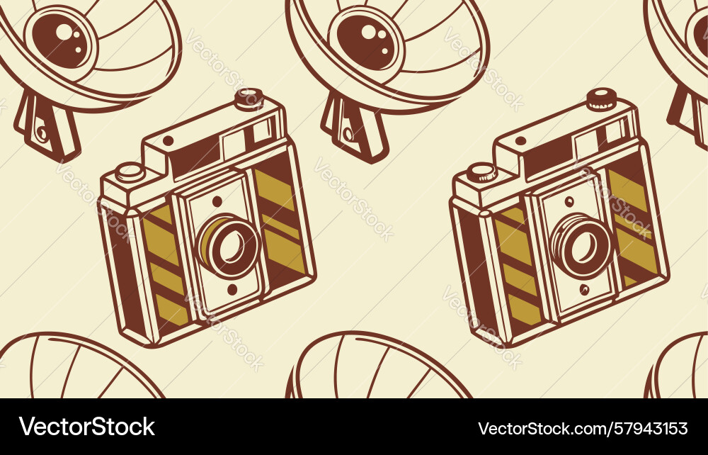 Retro Camera & Record Player Pattern vector image