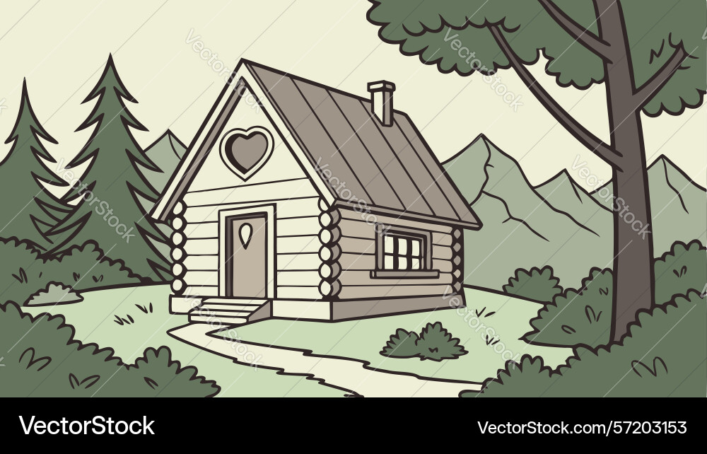 Rustic log cabin in forest design generative ai vector image