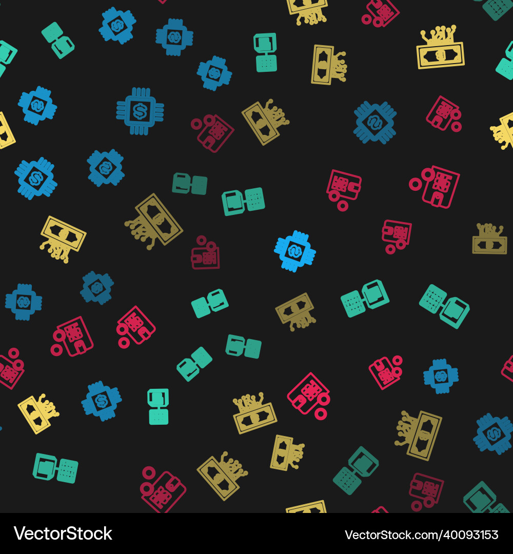 Set line processor chip with dollar smart Vector Image