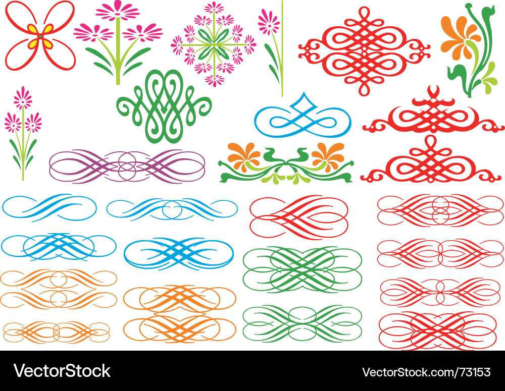 Set of border and pattern Vector Image