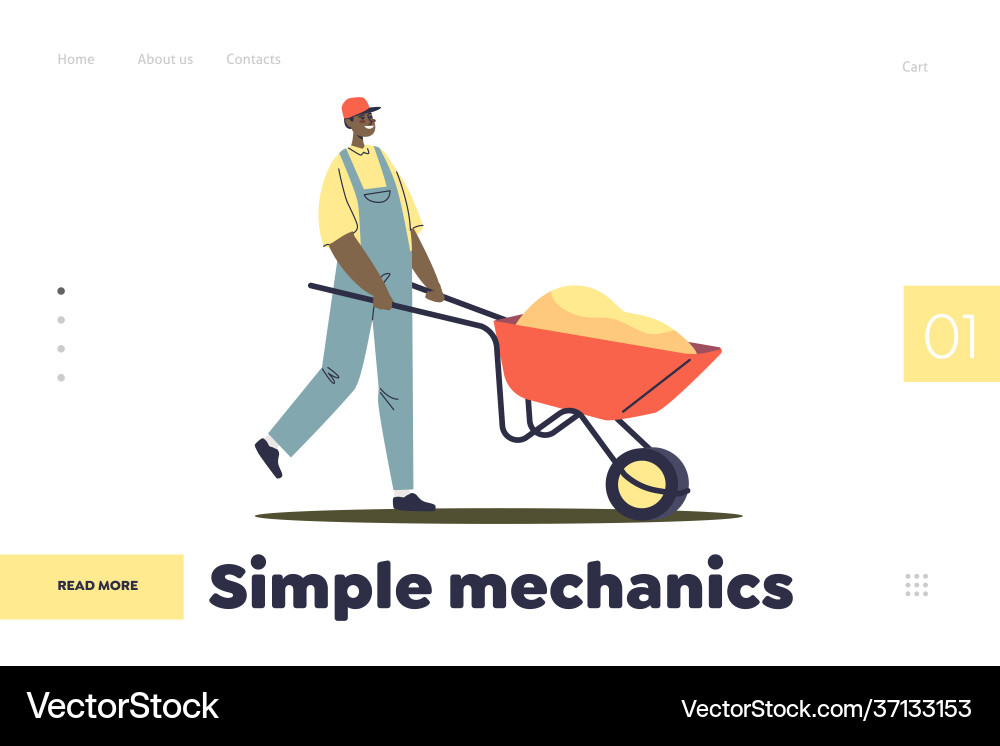Simple mechanics concept landing page with man Simple mechanics concept landing page with man vector image