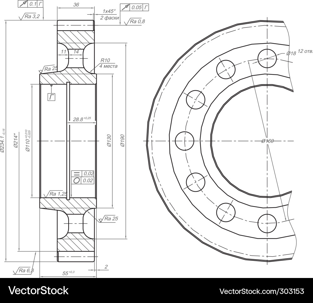 Technical Engineering Blueprint vector image
