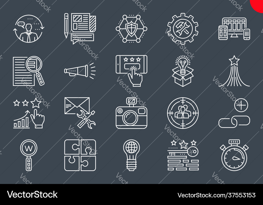Thin line icons set search engine optimization Thin line icons set search engine optimization vector image