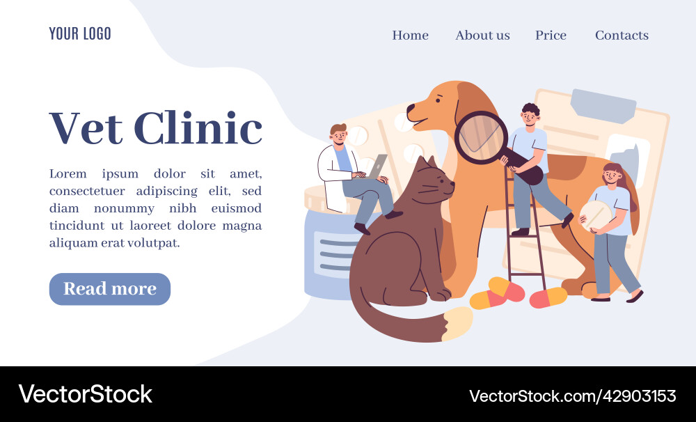 Vet landing page veterinary clinic banner vector image