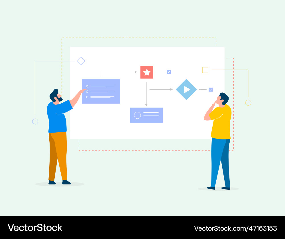 Workflow automation with flowchart for business Workflow automation with flowchart for business vector image