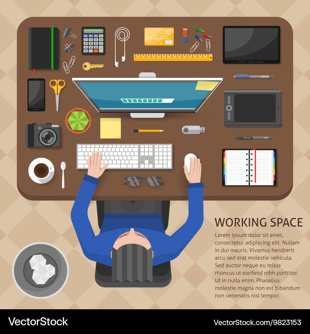 Working space top view design vector image