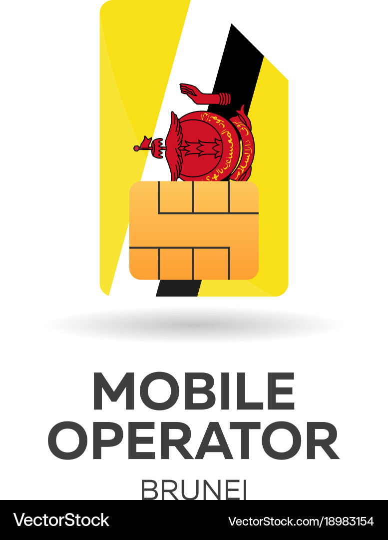 Brunei mobile operator sim card with flag vector image