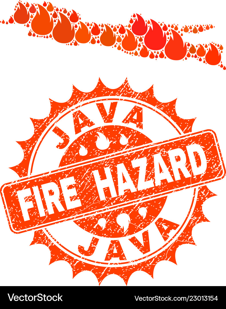 Composition of map java island burning and fire Composition of map java island burning and fire vector image