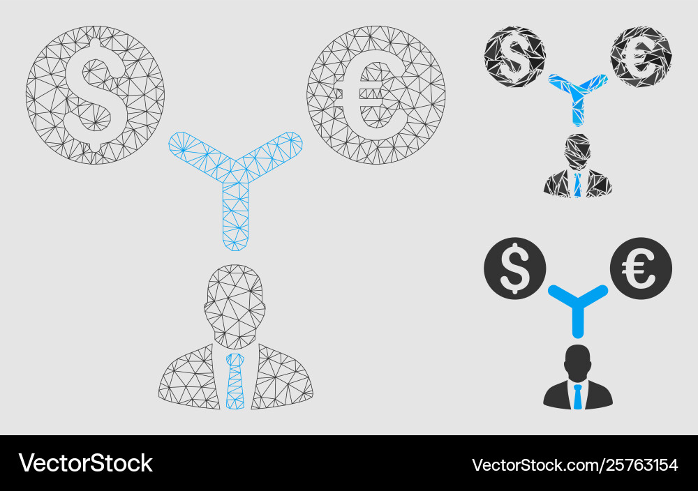 Currency manager mesh 2d model and triangle vector image