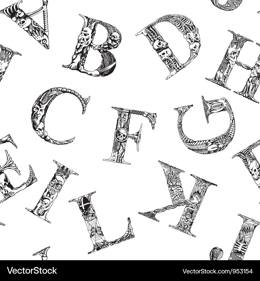 Dark & Macabre Font Pattern vector image
