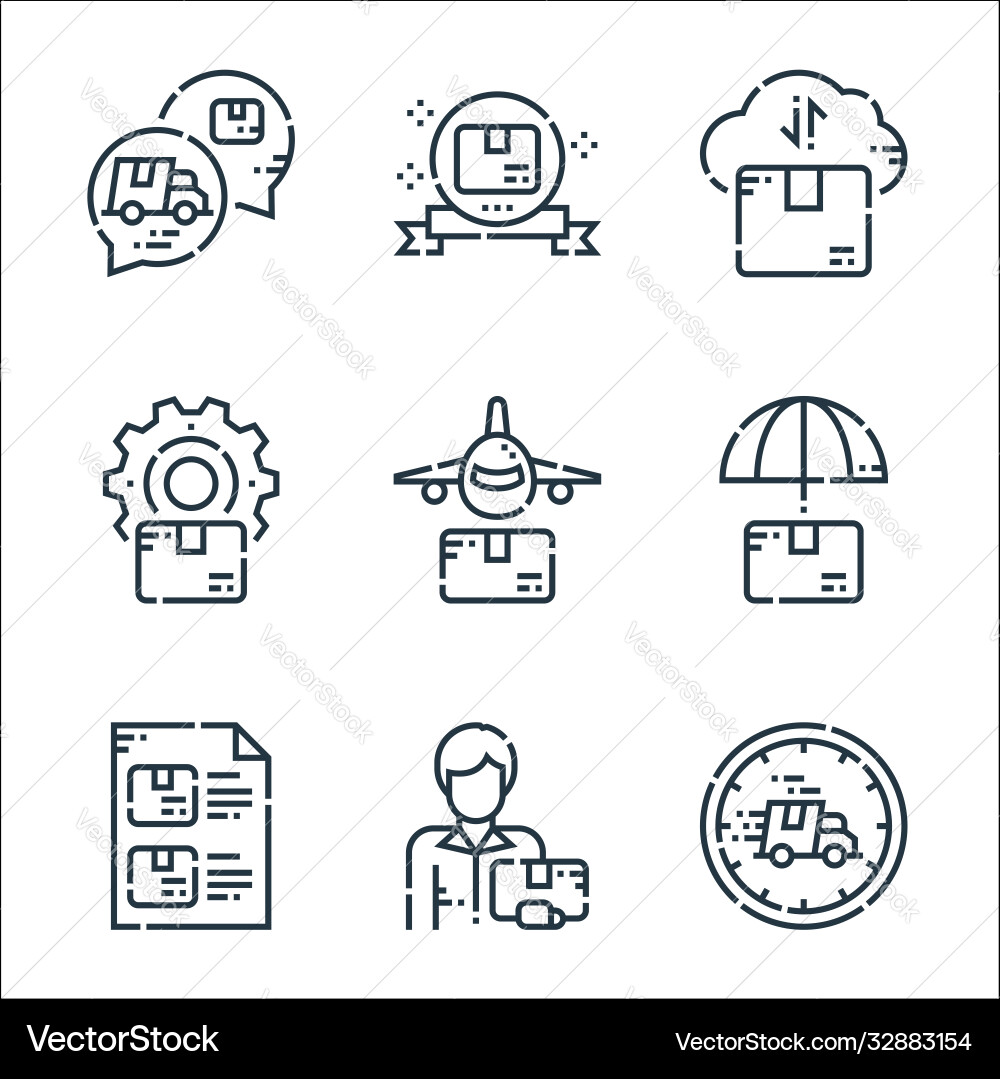 Delivery line icons linear set quality Delivery line icons linear set quality vector image