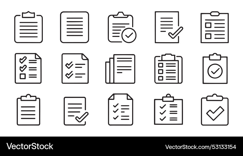Document web icons in line style clipboard Document web icons in line style clipboard vector image