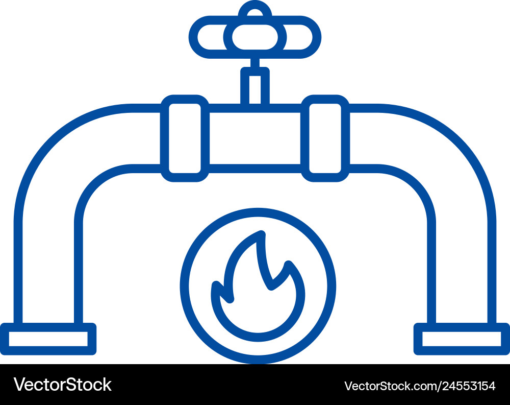 Gas pipeline line icon concept flat Gas pipeline line icon concept flat Vector Image
